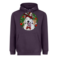 Plum Christmas White Shepherd With Cowhide Heavyweight Hoodie - RanaPortraitStore