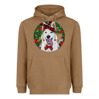 Toasted Coconut Christmas White Shepherd With Cowhide Heavyweight Hoodie - RanaPortraitStore