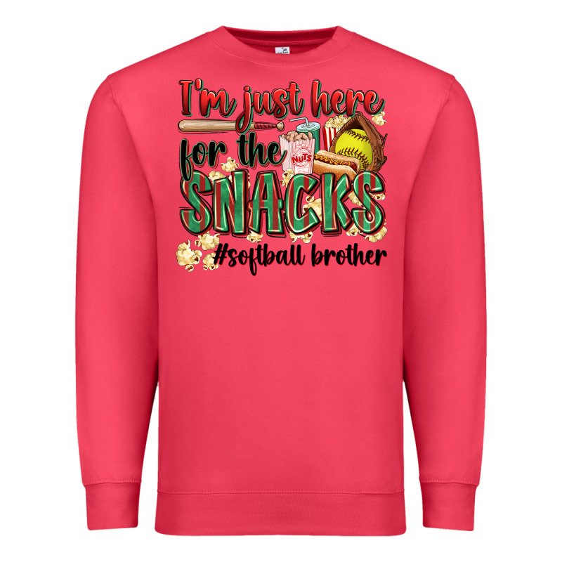 I'm Just Here For The Snacks #softball Brother Premium Sweatshirt by Zillion Design Studio | Teevron