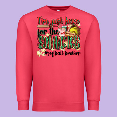 I'm Just Here For The Snacks #softball Brother Premium Sweatshirt Designed By Zillion Design Studio