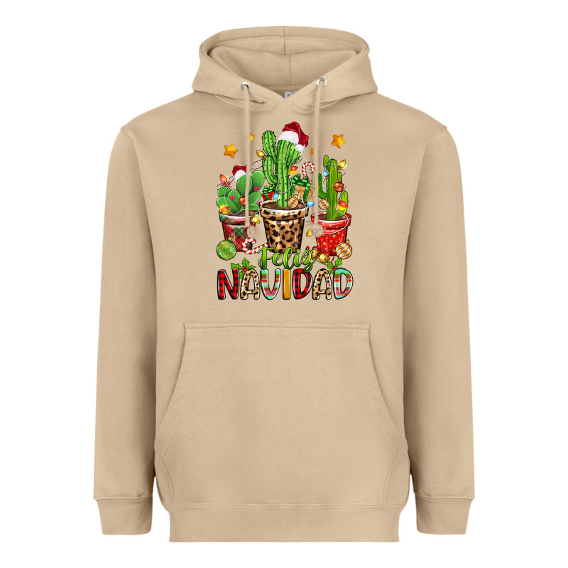 Christmas Cactus Feliz Navidad Heavyweight Hoodie by Zillion Design Studio | Teevron