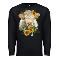 Black charolais cattle with sunflowers Premium Sweatshirt - RanaPortraitStore