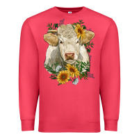 Cardinal charolais cattle with sunflowers Premium Sweatshirt - RanaPortraitStore