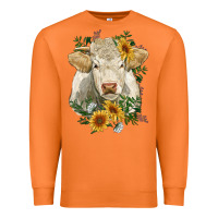 Carrot charolais cattle with sunflowers Premium Sweatshirt - RanaPortraitStore