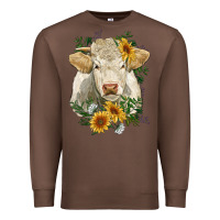 Chestnut charolais cattle with sunflowers Premium Sweatshirt - RanaPortraitStore