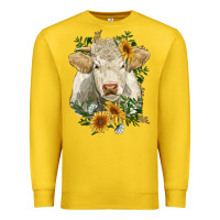 Lemon charolais cattle with sunflowers Premium Sweatshirt - RanaPortraitStore