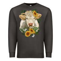 Smoke charolais cattle with sunflowers Premium Sweatshirt - RanaPortraitStore