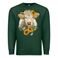 Sports Green charolais cattle with sunflowers Premium Sweatshirt - RanaPortraitStore