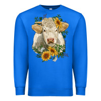 True Royal charolais cattle with sunflowers Premium Sweatshirt - RanaPortraitStore
