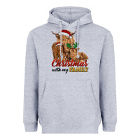 Heather Grey Cow and Calves Christmas with My Family Heavyweight Hoodie - RanaPortraitStore