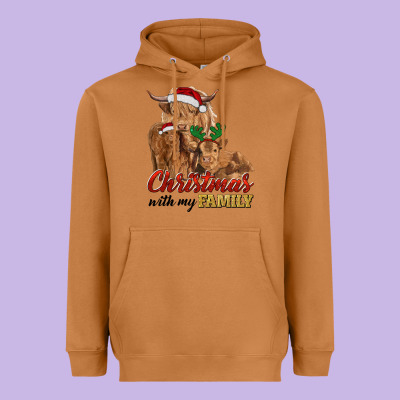 Heavyweight Hoodie Cow and Calves Christmas with My Family