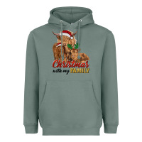 Sage Cow and Calves Christmas with My Family Heavyweight Hoodie - RanaPortraitStore