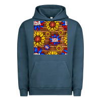 Pigment Midnight Navy usa sunflower seamless pattern Urban Hoodie - BundleAndBundleShop