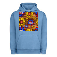 Pigment Pebble Blue usa sunflower seamless pattern Urban Hoodie - BundleAndBundleShop