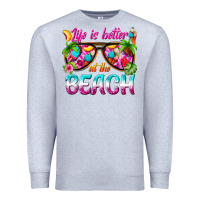 Heather Grey life is better at the beach Premium Sweatshirt - texasbilliewilder
