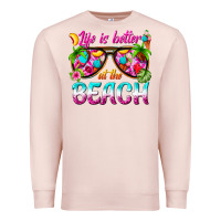 Pale Pink life is better at the beach Premium Sweatshirt - texasbilliewilder