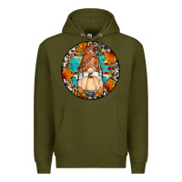 Army Green fall gnomes round earrings Premium Hoodie - Artiststas