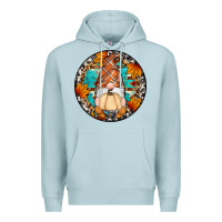 Blue Mist fall gnomes round earrings Premium Hoodie - Artiststas