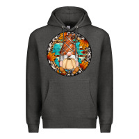 Charcoal Heather fall gnomes round earrings Premium Hoodie - Artiststas