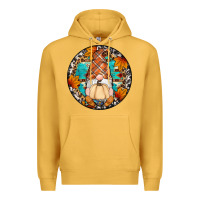 Mustard fall gnomes round earrings Premium Hoodie - Artiststas