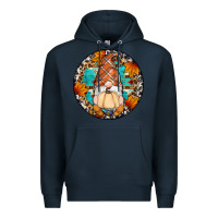 Navy fall gnomes round earrings Premium Hoodie - Artiststas