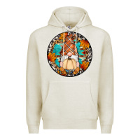 Oatmeal Heather fall gnomes round earrings Premium Hoodie - Artiststas