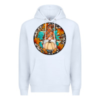 White fall gnomes round earrings Premium Hoodie - Artiststas