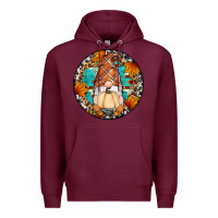 Burgundy fall gnomes round earrings Premium Hoodie - Artiststas