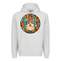 Dove Grey fall gnomes round earrings Premium Hoodie - Artiststas