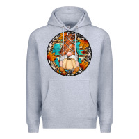 Heather Grey fall gnomes round earrings Premium Hoodie - Artiststas