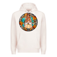 Pale Pink fall gnomes round earrings Premium Hoodie - Artiststas