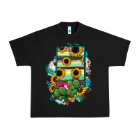 Black Indiana Map Sunflower Cactus Serape Urban Heavy Tee - RanaPortraitStore