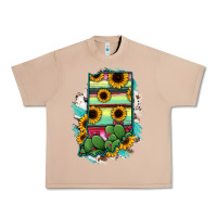 Burro Indiana Map Sunflower Cactus Serape Urban Heavy Tee - RanaPortraitStore