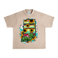 French Oak Indiana Map Sunflower Cactus Serape Urban Heavy Tee - RanaPortraitStore