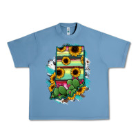 Indiana Map Sunflower Cactus Serape Urban Heavy Tee | Teevron