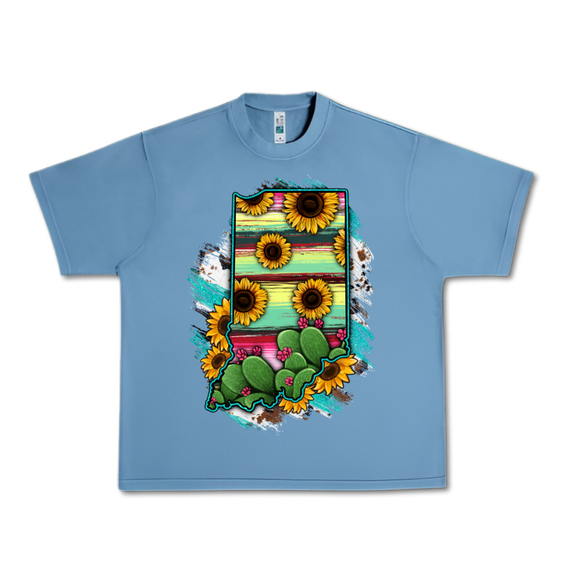 Indiana Map Sunflower Cactus Serape Urban Heavy Tee by RanaPortraitStore | Teevron