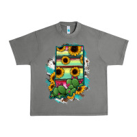 Tornado Indiana Map Sunflower Cactus Serape Urban Heavy Tee - RanaPortraitStore