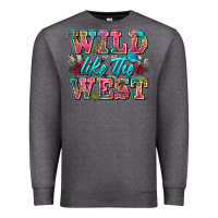 Charcoal Heather wild like the west Premium Sweatshirt - Zillion Design Studio