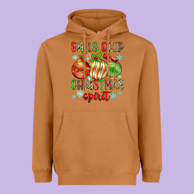 Balls Deep In Christmas Spirit Heavyweight Hoodie Designed By Zillion Design Studio