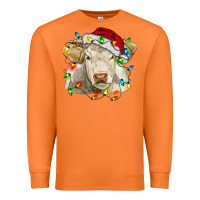 Carrot charolais cattle cow with christmas lights and hat Premium Sweatshirt - RanaPortraitStore