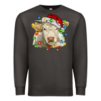 Smoke charolais cattle cow with christmas lights and hat Premium Sweatshirt - RanaPortraitStore