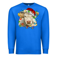 True Royal charolais cattle cow with christmas lights and hat Premium Sweatshirt - RanaPortraitStore