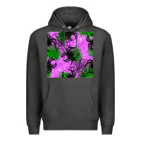 Charcoal Heather halloween spider green leopard seamless pattern Premium Hoodie - BundleAndBundleShop