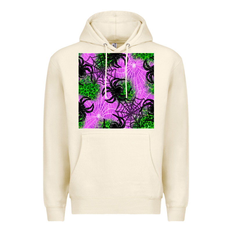 Halloween Spider Green Leopard Seamless Pattern Premium Hoodie by BundleAndBundleShop | Teevron