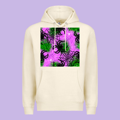 Halloween Spider Green Leopard Seamless Pattern Premium Hoodie Designed By Bundleandbundleshop