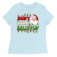 Baby Blue don't stop believin Ladies Tee - BarkalooDesign