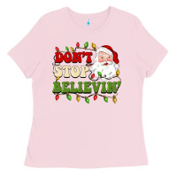 Bubblegum Pink don't stop believin Ladies Tee - BarkalooDesign