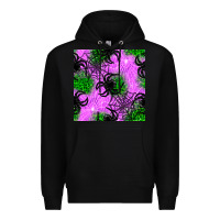 Black halloween spider green leopard seamless pattern Premium Hoodie - BundleAndBundleShop