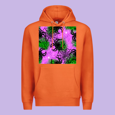 Halloween Spider Green Leopard Seamless Pattern Premium Hoodie Designed By Bundleandbundleshop