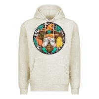Oatmeal Heather fall gnomes round earrings 1 Premium Hoodie - Artiststas